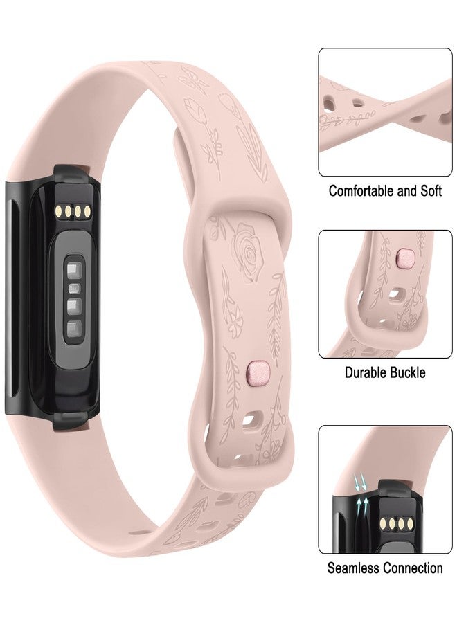 اي كي سوار منقوش بنقوش زهرية متوافق مع سوار Fitbit Charge 6/5 للرجال والنساء، أساور معصم بديلة ناعمة لسوار Fitbit Charge 6/5 المتطور لتتبع اللياقة البدنية والصحة (وردي فاتح) - Image 5