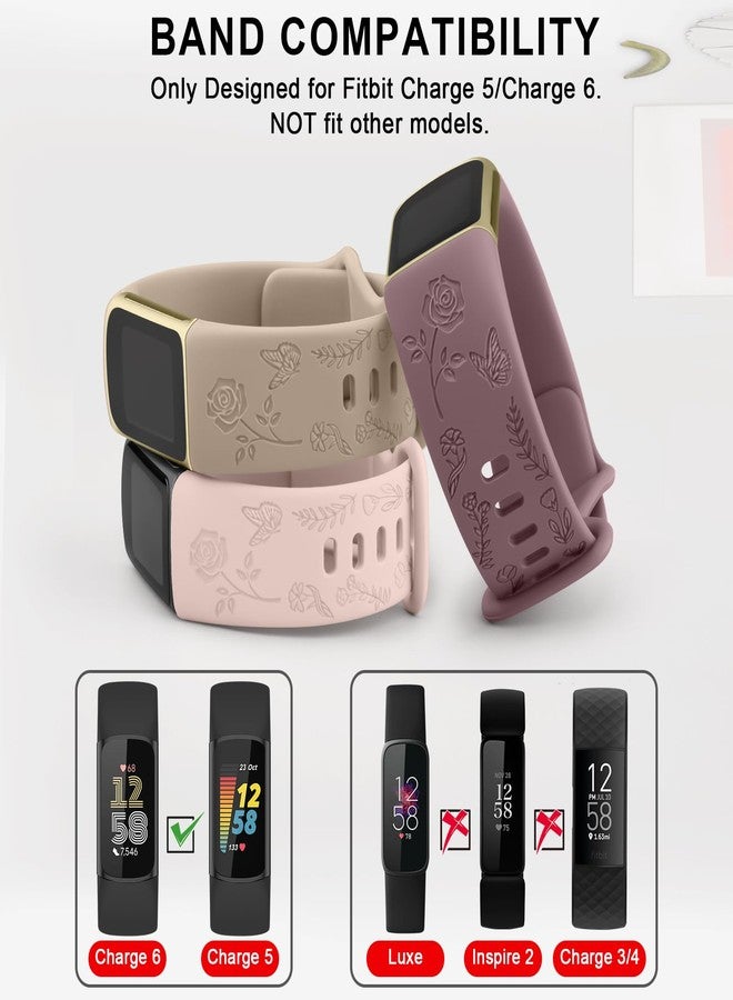 اي كي سوار منقوش بنقوش زهرية متوافق مع سوار Fitbit Charge 6/5 للرجال والنساء، أساور معصم بديلة ناعمة لسوار Fitbit Charge 6/5 المتطور لتتبع اللياقة البدنية والصحة (وردي فاتح) - Image 2