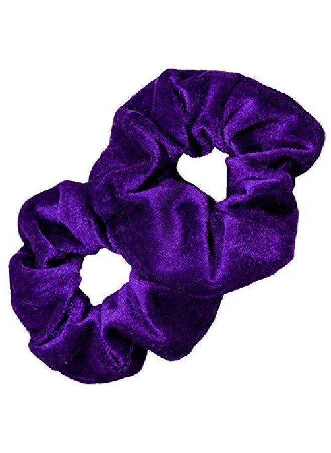 Kenz Laurenz Scrunchies For Hair 2 Velvet Hair Ties For Women Girls Hair Elastics Ponytail Holder Scrunchy Girl Accessories Elastic Hair Bands Scrunchie Pack (Purple)  - Image 2