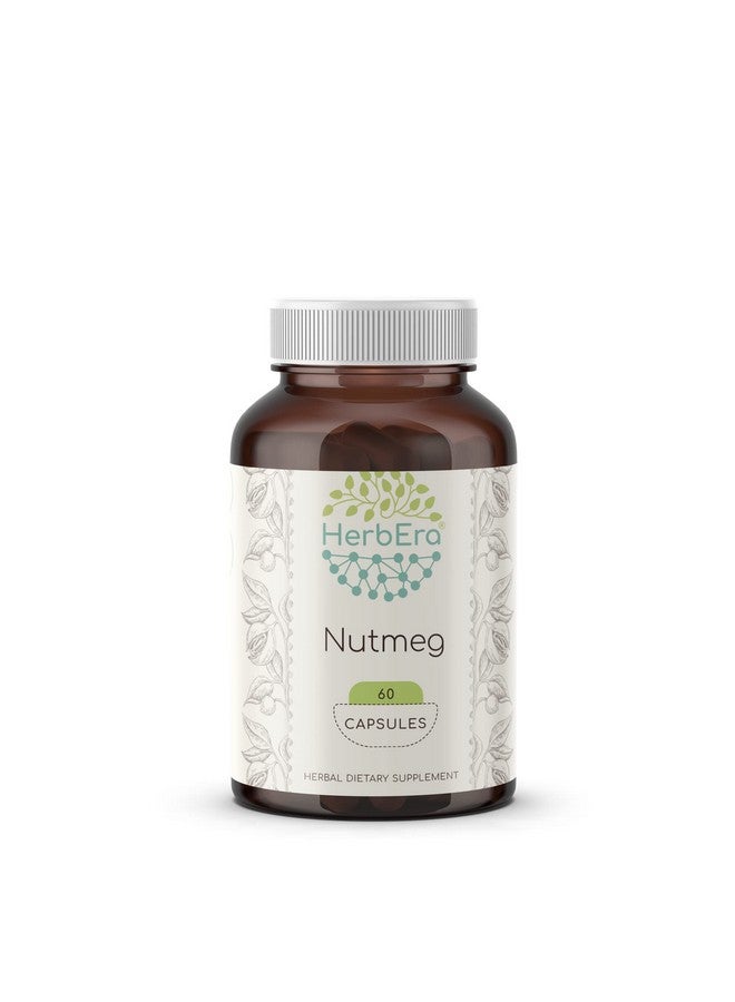 HerbEra Nutmeg 60 Capsules 500 Mg Organic Nutmeg (Rou Dou Kou Myristica Fragrans) Dried Nut (60 Capsules) - Image 1