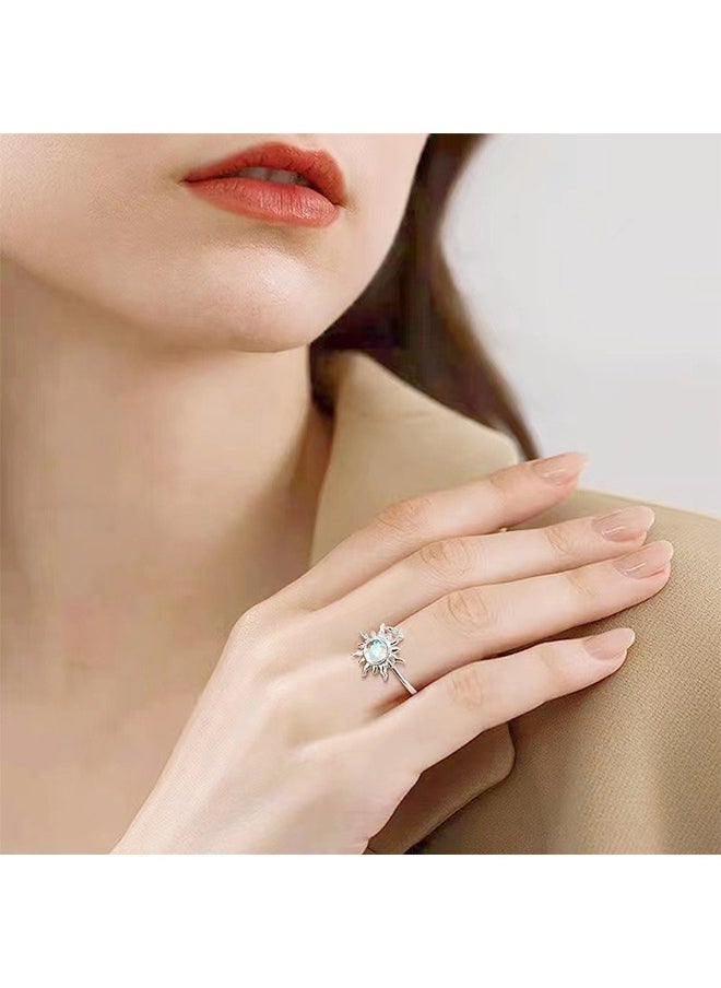 Beyond Moonstone Diamonds Ring, Anti Fading Titanium Silver Plated Ruby Ring, Luxury Ring for Women (Silver)  - Image 3
