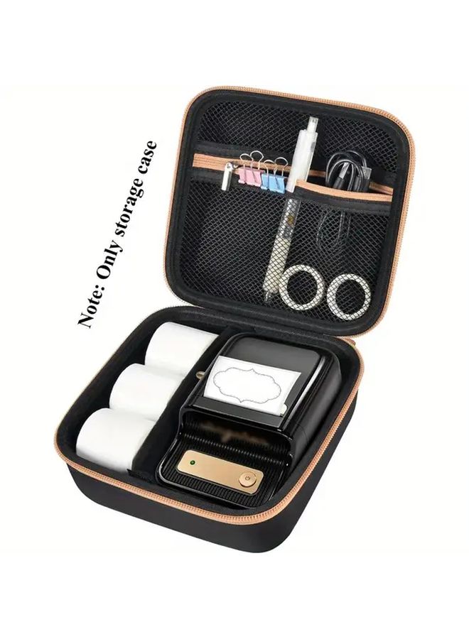 Wireless Label Maker Case Durable EVA Inkless Printer Tape Refill Holder With Mesh Pocket For Cables Black - Image 2