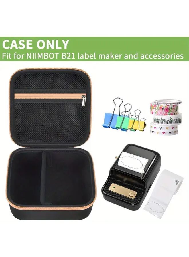 Wireless Label Maker Case Durable EVA Inkless Printer Tape Refill Holder With Mesh Pocket For Cables Black - Image 3