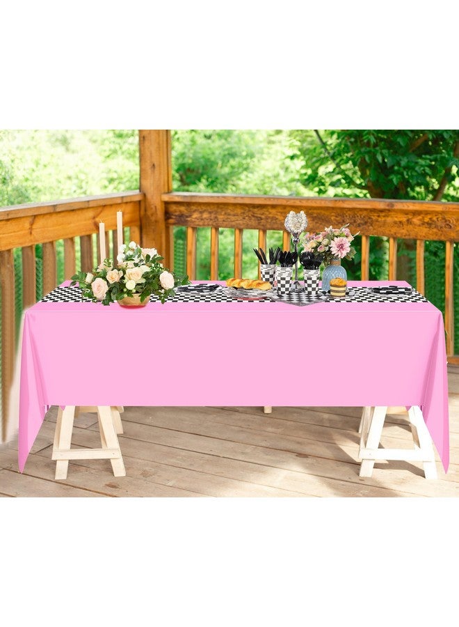 Oudain 162 Pcs Car Birthday Party Supplies For 20 Guests Checkered Racing Party Decorations 2 Checkered Racing Flag Rectangular Tablecloth For Racing Car Christmas Party Dinner Plates (Pink) - Image 5