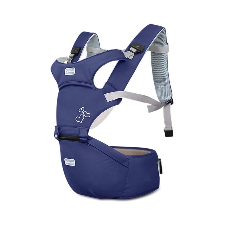 SONARIN Front Premium Hipseat Baby Carrier, Multifunctional, Ergonomic, 100% Cotton, Butterfly Rotary Buckle, 6 Carrying Positions,Adapted to Your Child's Growing,Easy to Carry and Easy Mom(Blue) - Image 1