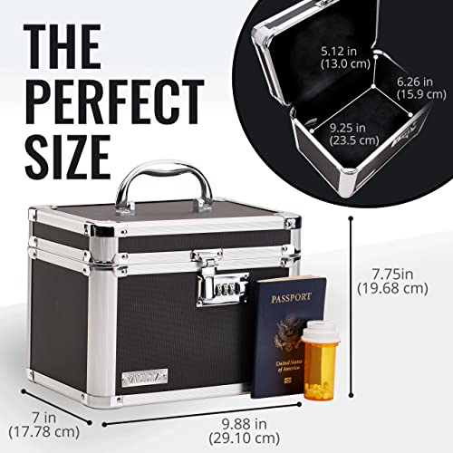 Vaultz Secure Security Lock Boxes - Safe Combination Lock Box, Storage for Documents, Valuables, Medicine & Money - 9.88 x 7.75 x 7 Inch - Black/Chrome - Image 4