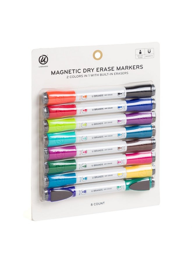 U Brands Doubleended Magnetic Dry Erase Markers Bullet Tip 8 Count 16 Assorted Colors (5017T0624)  - Image 1