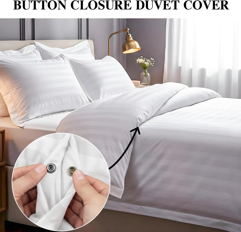 MOONCEE 6Pcs Bed Sheet King Size Set With Duvet Cover 220x240 Microfiber Bed Sheets Bedding Set Includes 1 Fitted Sheet, 1 Quilt Cover & 4 Pillows Cases (White, 6Pcs Duvet Cover Set- King) - Image 3