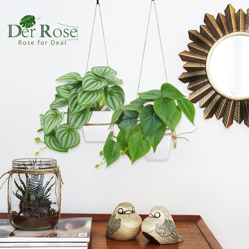 Der Rose 2Pcs Small Fake Plants Artificial Mini Faux Plants for Bathroom Office Desk Shelf Table Accessories Decor Indoor - Image 5