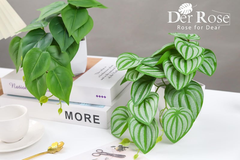Der Rose 2Pcs Small Fake Plants Artificial Mini Faux Plants for Bathroom Office Desk Shelf Table Accessories Decor Indoor - Image 4