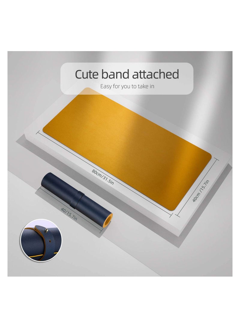 Cool Baby COOLBABY Multifunctional Office Desk Pad, Ultra Thin Waterproof PU Leather Mouse Pad, 80*40 CM，Yellow + Blue - Image 2