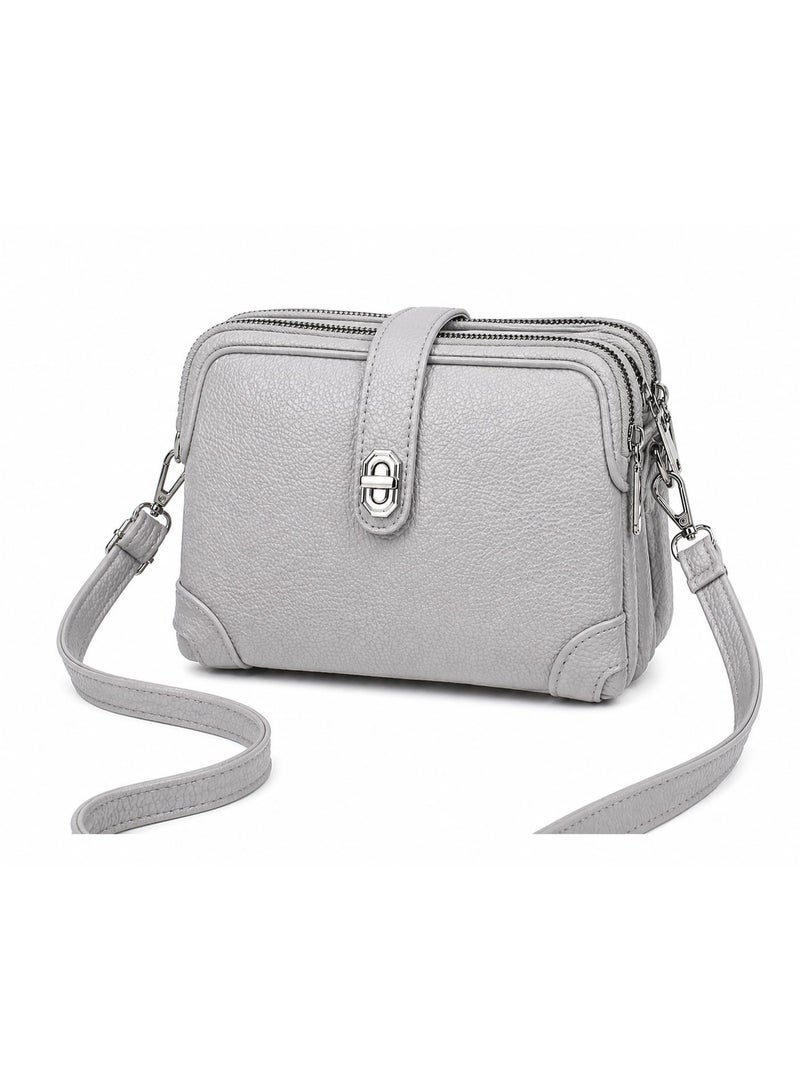 SUNSTAR Stylish Multi-Zip Crossbody Bag for Women – Premium Leather Shoulder Handbag