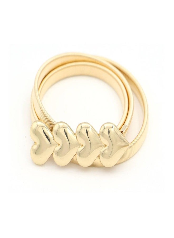 ZAHSY Thin Gold Belts for Women Elastic Metal Dressy Belt for Girls Stretch Dress Ladies Belt Skinny Golden Belts for Women Dresses