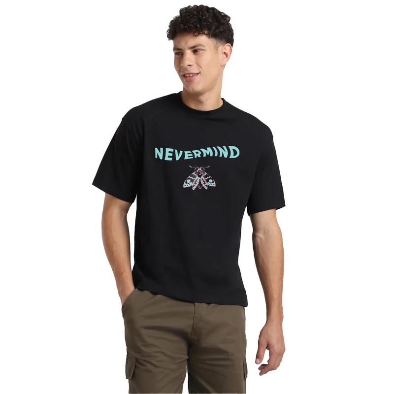 NOBERO NOBERO Men's Black Oversized T-Shirt