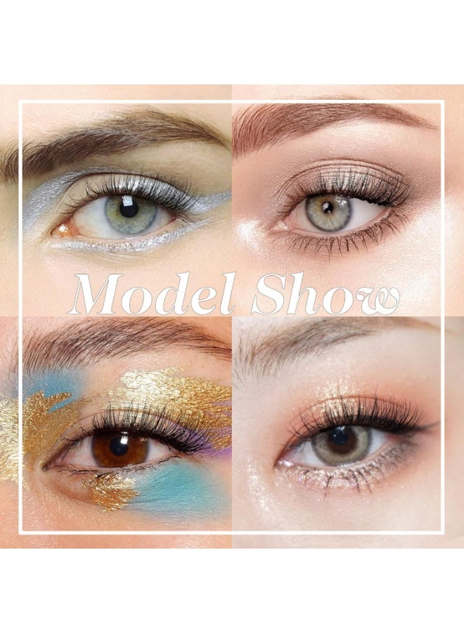 VIUAUAX رموش اصطناعية رموش طبيعية ذات مظهر طبيعي نصف رموش عين قطة نصف رموش رموش منكو زغبية رقيقة متقاطعة متعددة الطبقات رموش مزيفة 7 أزواج - Image 5