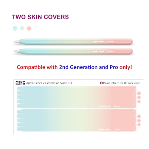 The Mujen Apple Pencil Skin [2 Pack] Ultra Thin 3M Premium Vinyl Cover Greenguard Gold Ink Apple Pencil Full wrap Cover Case Gradient Color – 2nd Generation (G07) - Image 2