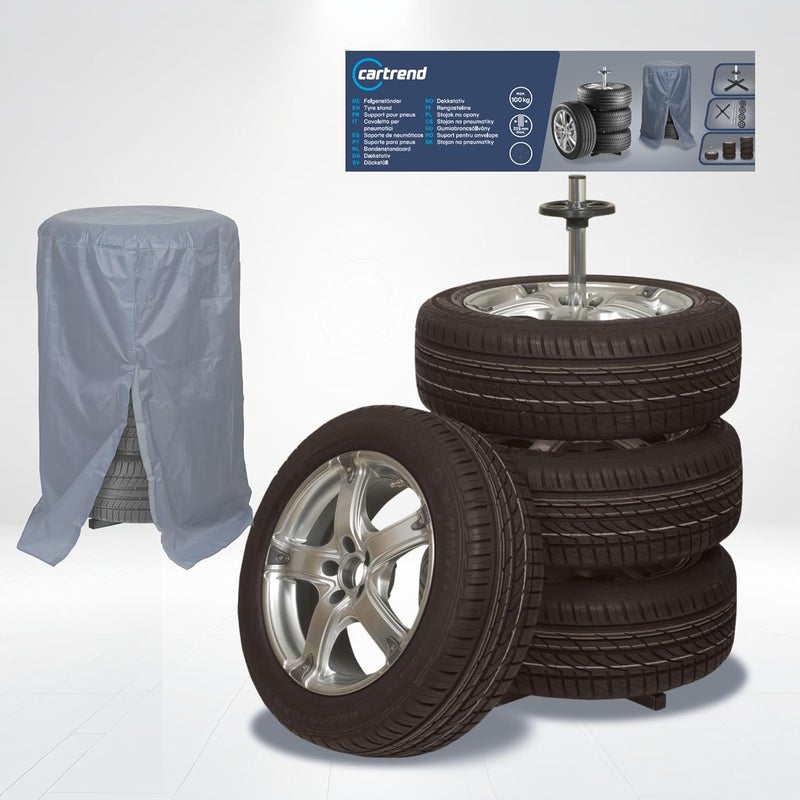 CARTREND 7730056 Wheel rim stand with protective tire cover, for tire distance of up to 225 mm - Image 5