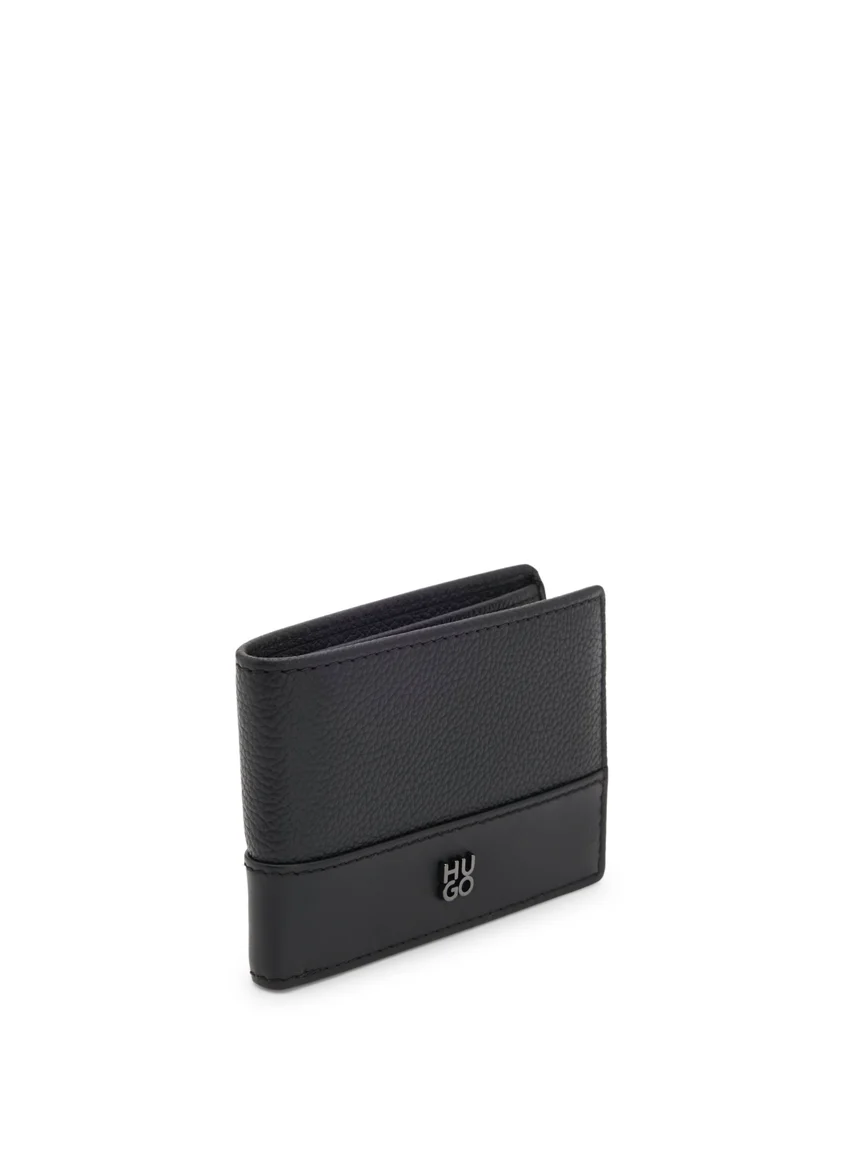 HUGO Leather wallet with stacked logo