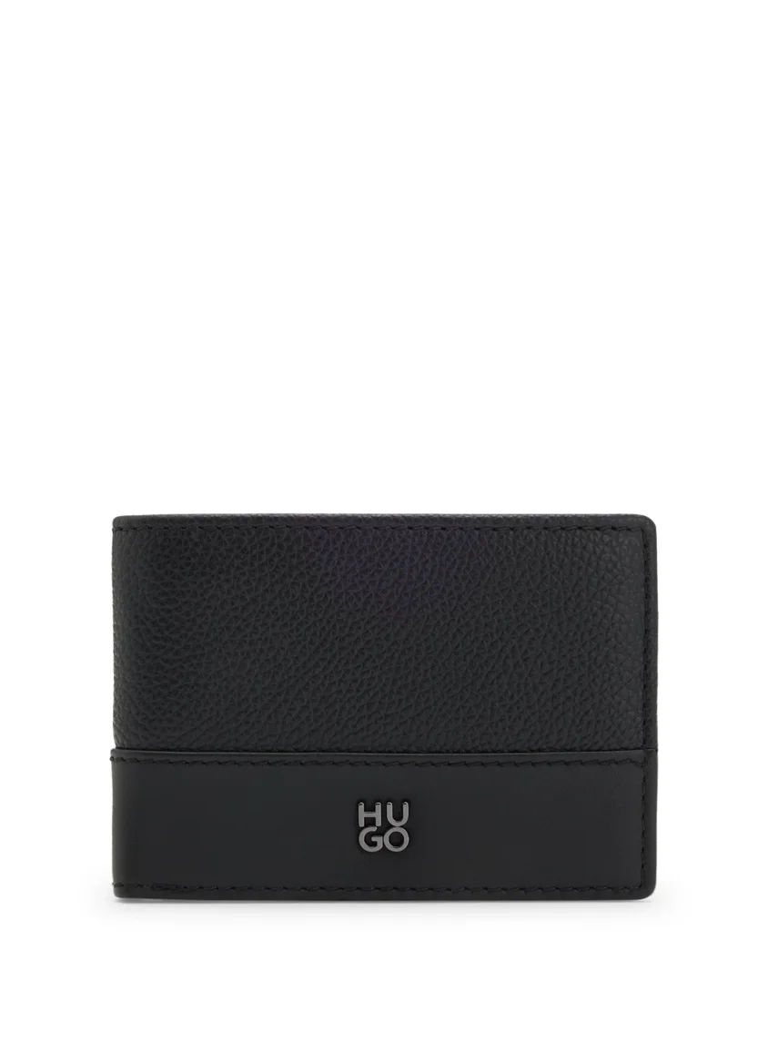 HUGO Leather wallet with stacked logo