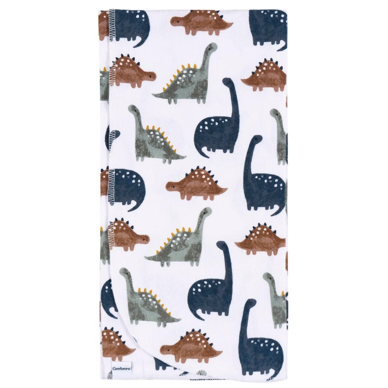 Gerber Unisex Baby 100% Cotton Flannel Receiving Blankets 30x30 Inches (Pack of 4), Dino Time, One Size - Image 4