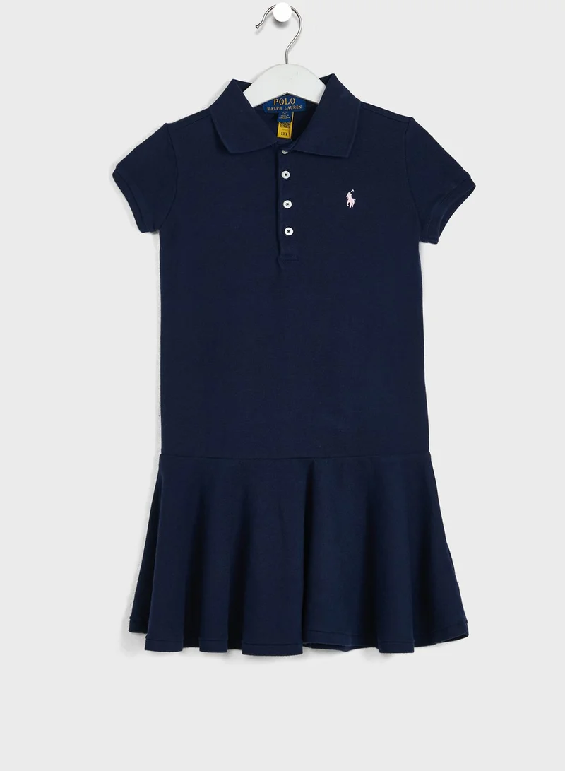 POLO RALPH LAUREN Kids Pleat Detail Polo Dress