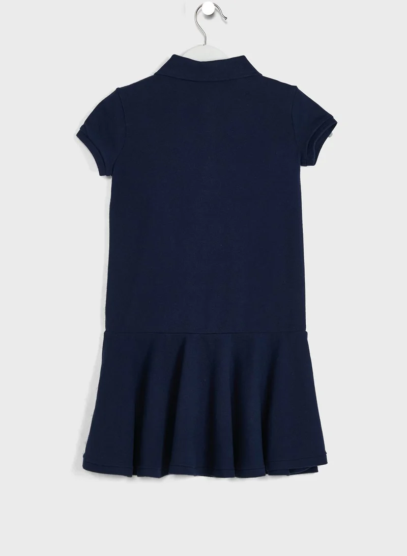 POLO RALPH LAUREN Kids Pleat Detail Polo Dress