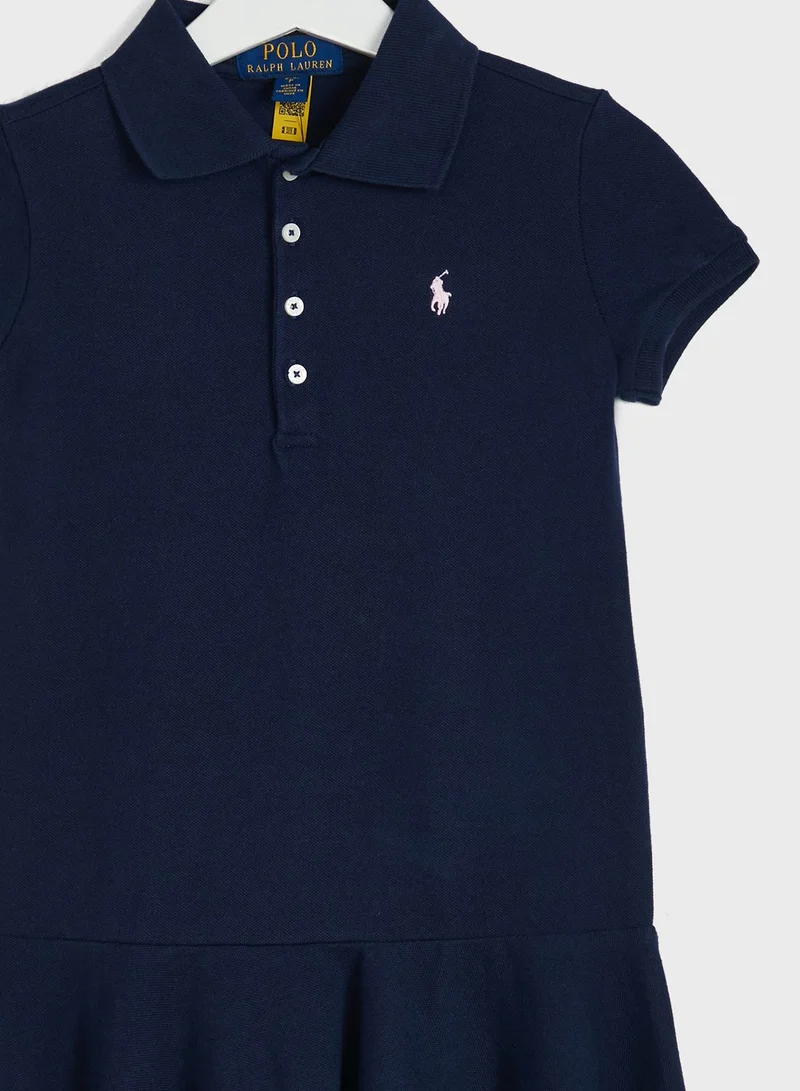 POLO RALPH LAUREN Kids Pleat Detail Polo Dress