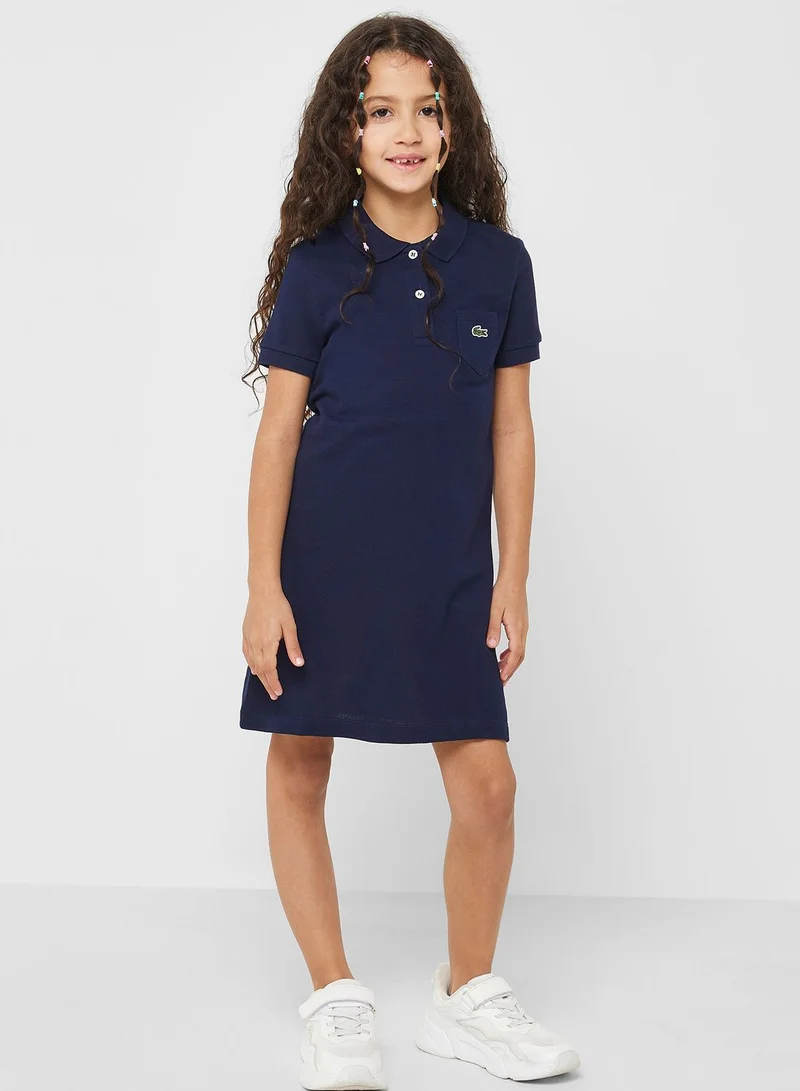 POLO RALPH LAUREN Kids Pleat Detail Polo Dress
