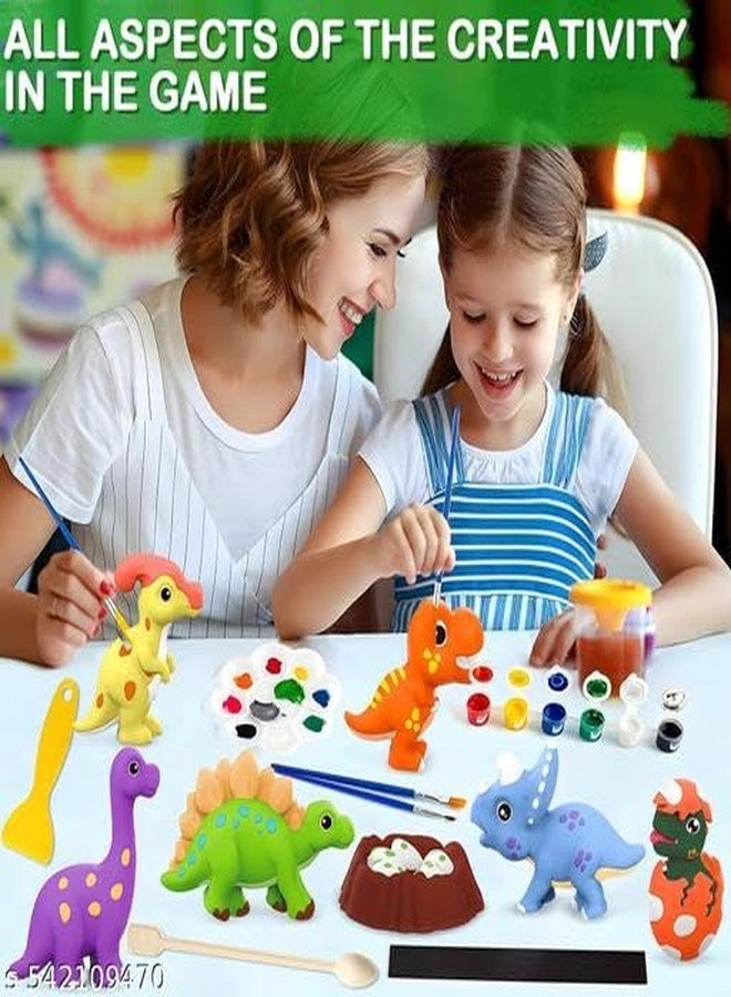 FUN4YOU-DIY Mould and Paint Craft kit, Paint Your Own Animal Painting Kit Plaster Figurine Set with Pigments, Palette & Mould Art & Craft Set - Educational Toys for 3-12+ Year Old Boy & Girl (DINOSAUR) - Image 3