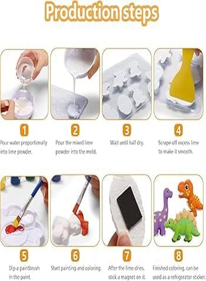 FUN4YOU-DIY Mould and Paint Craft kit, Paint Your Own Animal Painting Kit Plaster Figurine Set with Pigments, Palette & Mould Art & Craft Set - Educational Toys for 3-12+ Year Old Boy & Girl (DINOSAUR) - Image 5