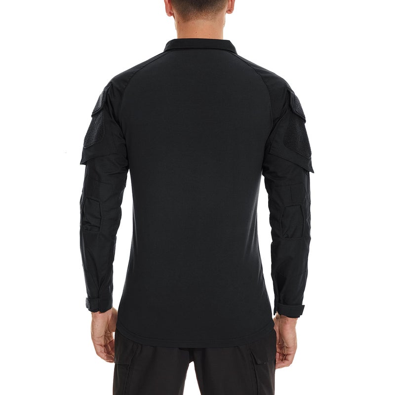 TACVASEN Tactical Shirt for Men Long Sleeve Combat Shirt 1/4 Zip with Pockets Military Pullover Army Breathable Paintball Airsoft Police Black XL - Image 4