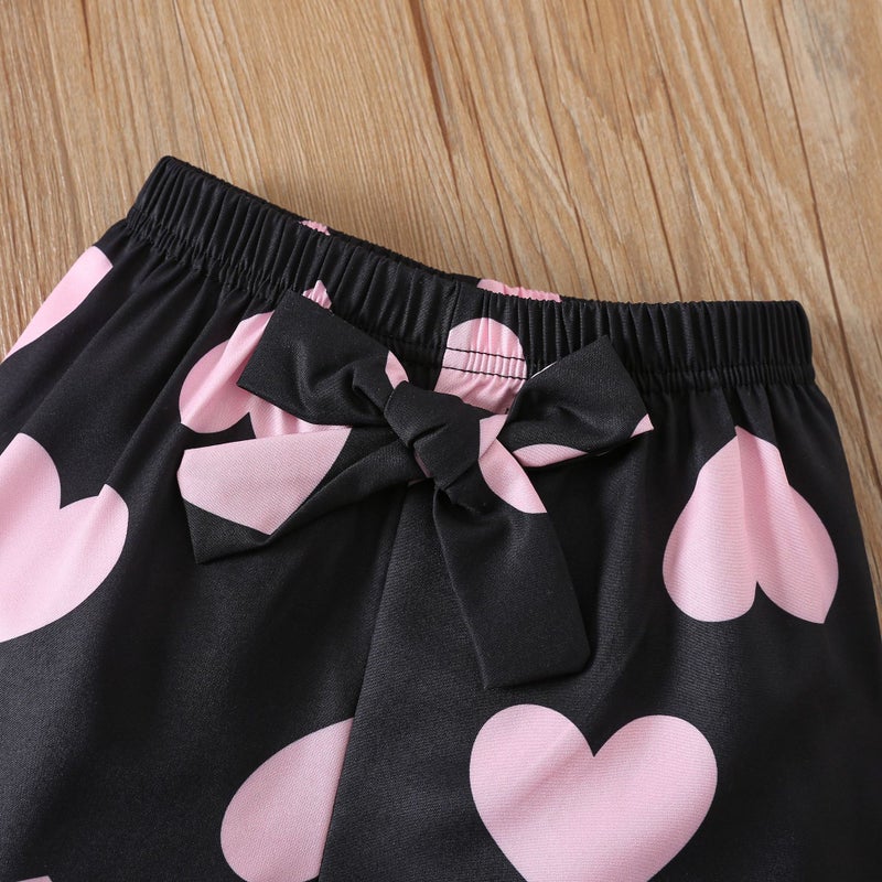 Girls' Summer Children'S Wear Suit Letter Printed Vest Love Printed Shorts Fashion Two-Piece Set - Image 5