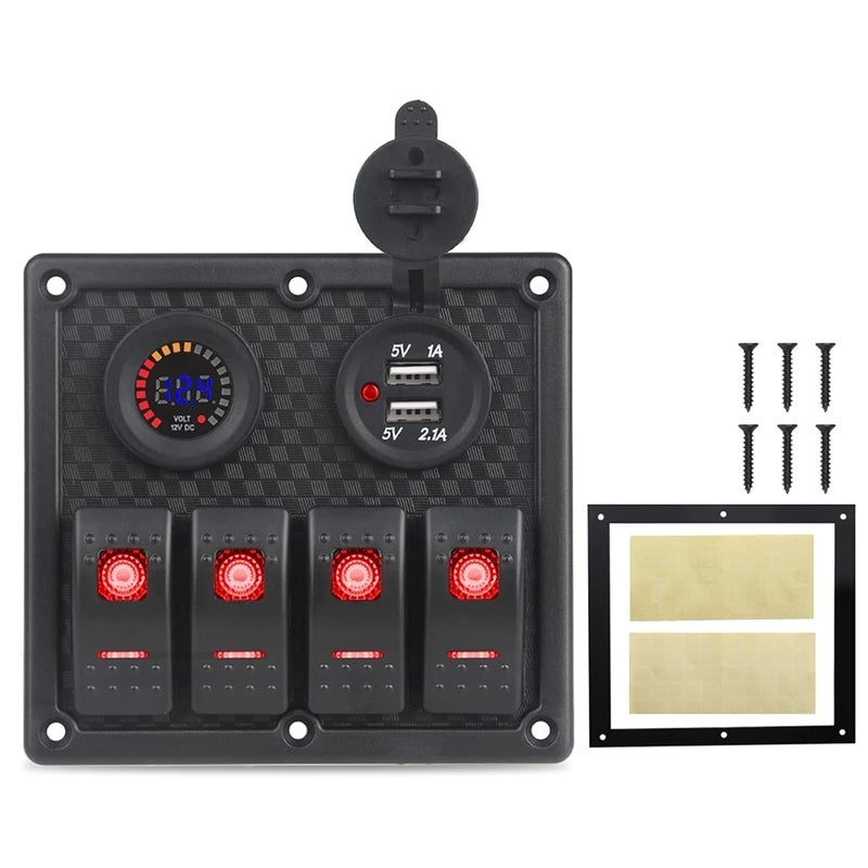 Wivplex 12V 24V Car Boat Rocker Switch Panel with USB Charger - Image 1
