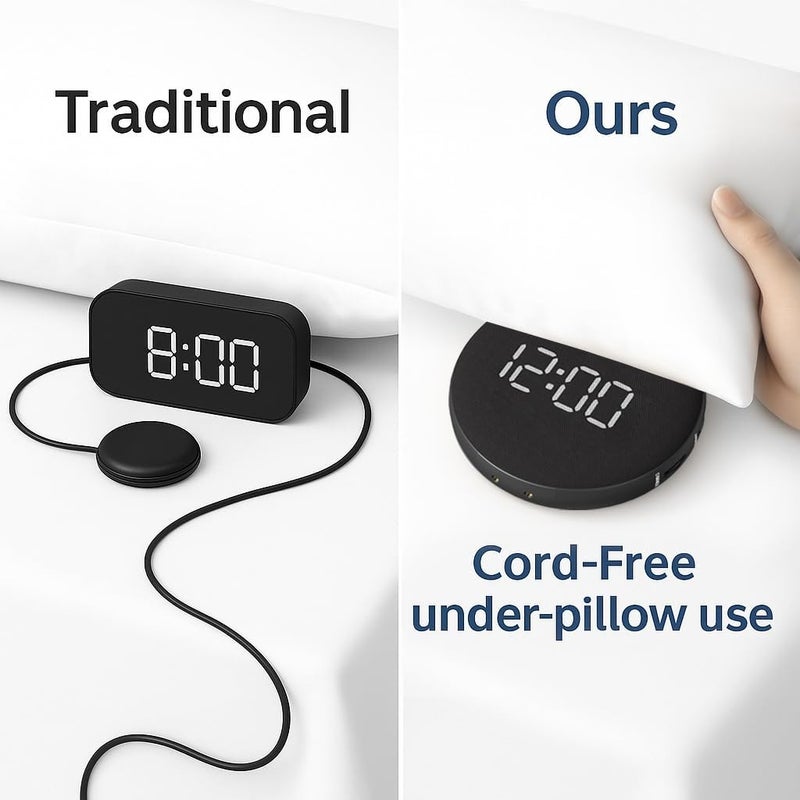 REACHER Loud Alarm Clock with Bed Shaker for Heavy Sleepers - Vibrating Alarm Clock for Travel - Image 2