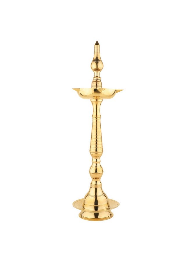 Rolimoli Pure Brass Original Traditional South Fancy Kerela Samay Diya Oil Diwali Puja Lamp, Kuthuvilakku Golden Kuthu Vilakku Ornamental Lamp (Straight Top, 14 Inch Weight : 600 Grams) - Image 3