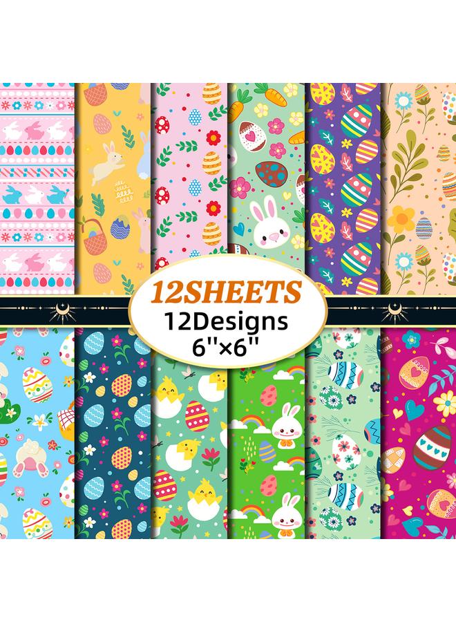 Bluejw 12 Pieces Of Colorful Easter Material Paper Festival Ins Literary Style Diy Hand Account Decoration Base Material Collage - Image 1