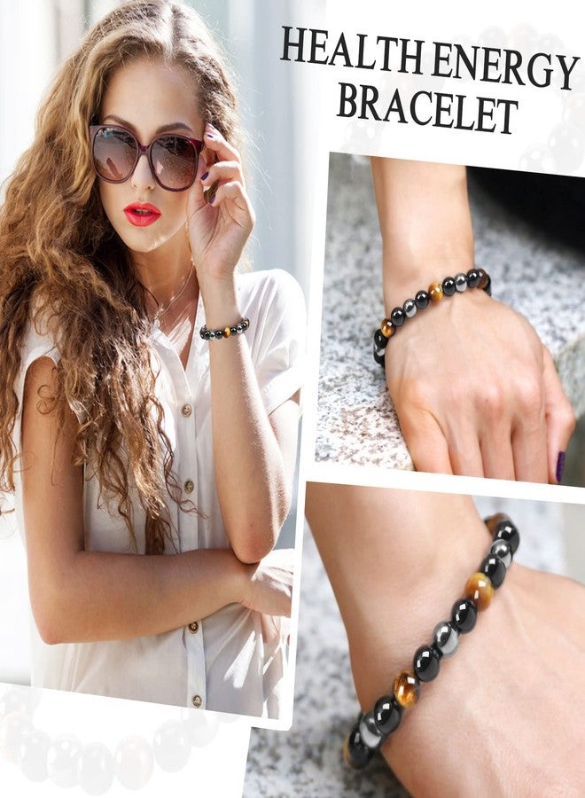 Denchy Triple Protection Bracelet, Tigers Eye - Black Obsidian and Hematite Beaded Bracelets for Men Women, Tourmaline Spiritual Natural Crystal Stone Luck Bracelet, Birthday Mother's Day Gift (8mm) - Image 5