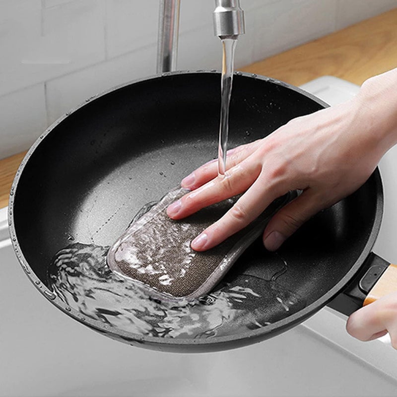 YOMITH Dishwashing Sponge for Kitchen Microfiber Scrub Sponge Multi Purpose Used DualSided Scrubber Cleaning Dishes and Pots and Pans Pack of 4 Grey - Image 4