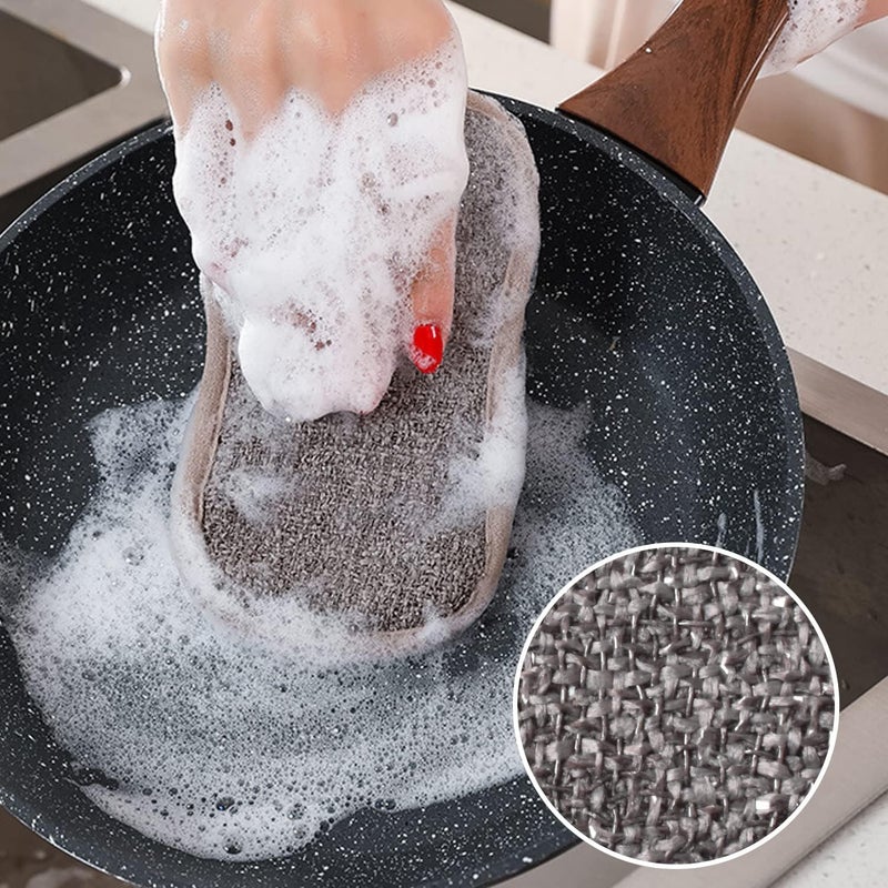 YOMITH Dishwashing Sponge for Kitchen Microfiber Scrub Sponge Multi Purpose Used DualSided Scrubber Cleaning Dishes and Pots and Pans Pack of 4 Grey - Image 2