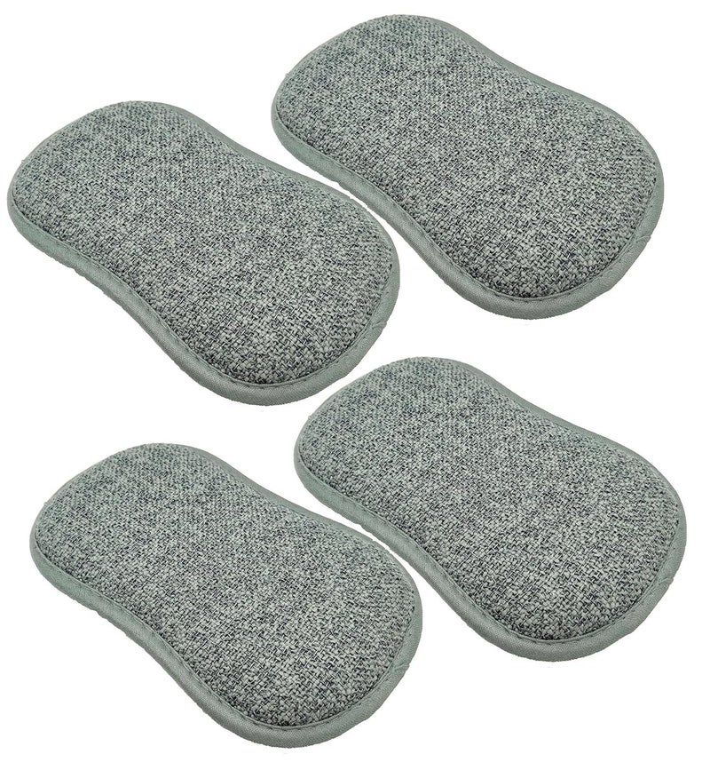 YOMITH Dishwashing Sponge for Kitchen Microfiber Scrub Sponge Multi Purpose Used DualSided Scrubber Cleaning Dishes and Pots and Pans Pack of 4 Grey - Image 1