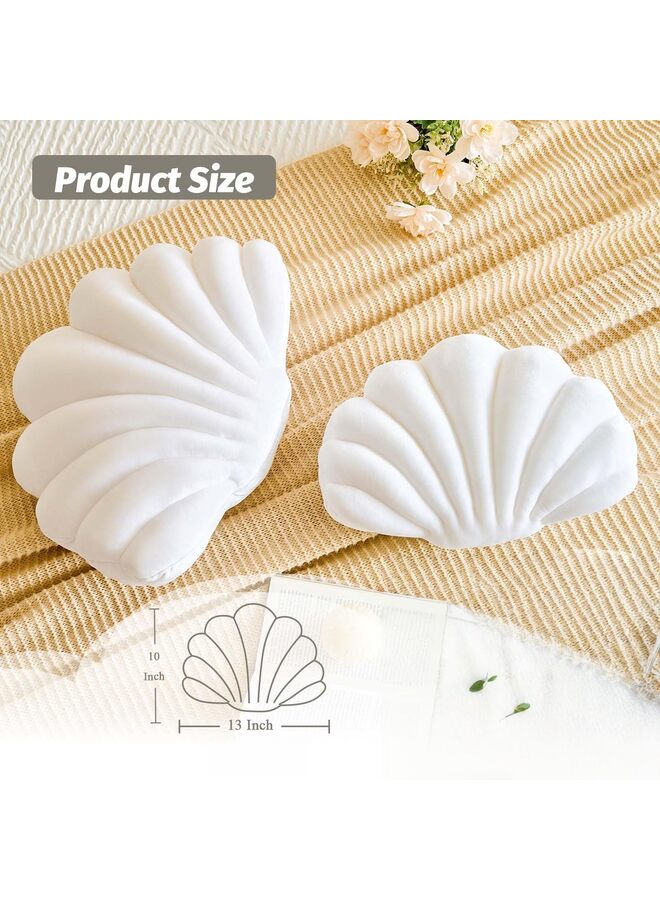 LAMAY Throw Pillows, Shell Shaped Throw Pillows, 13 Inch Soft Home Decorative Pillow Plush Cushion for Bed Couch Living Sofa Room Decor Accent Throw Pillow White - Image 2