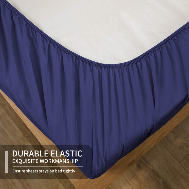 EaseHome مجموعة سرير سرير بحرية بحجم كوين سفيلي - 1800 خيط عدد من الجيب العميق إلى 18 بوصة مرتبة 4 قطعة - صفائح الفراش الممتازة ومجموعة وسادات - ناعم إضافي - Image 5