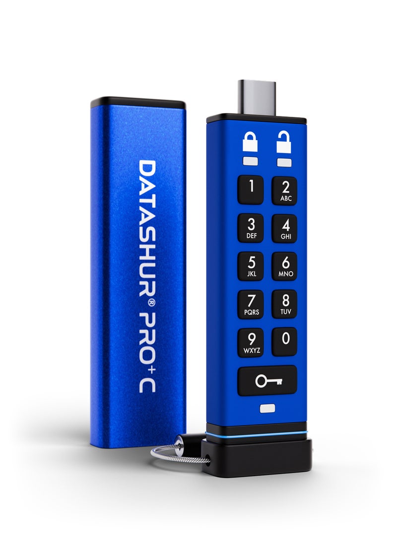 iStorage datAshur PRO+C 256GB | Secure USB Type-C Memory Stick | FIPS 140-3 Level 3 Certified | PIN protected | Type C-A adapter included. - Image 2