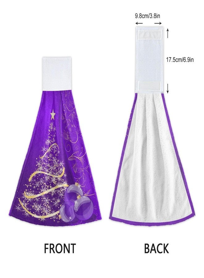 Boccsty Christmas Tree Hanging Kitchen Towels 2 Pieces Purple Xmas Ball Dish Tie Towels Hand Towel Tea Bar Towels for Farmhouse Housewarming Tabletop Home - Image 4