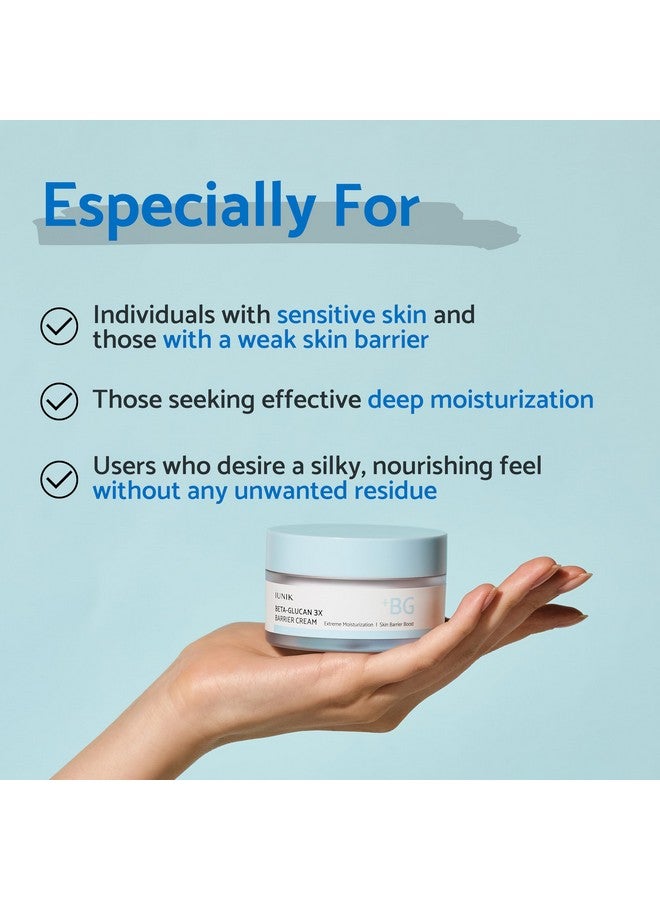 IUNIK Beta-Glucan Non-Sticky Deep Moisture Hydration 3x Barrier Cream Day&Night Moisturizer Quick Absorption Barrier Strengthening for Sensitive Dry Skin with Shea Butter Panthenol Korean Skincare - Image 4