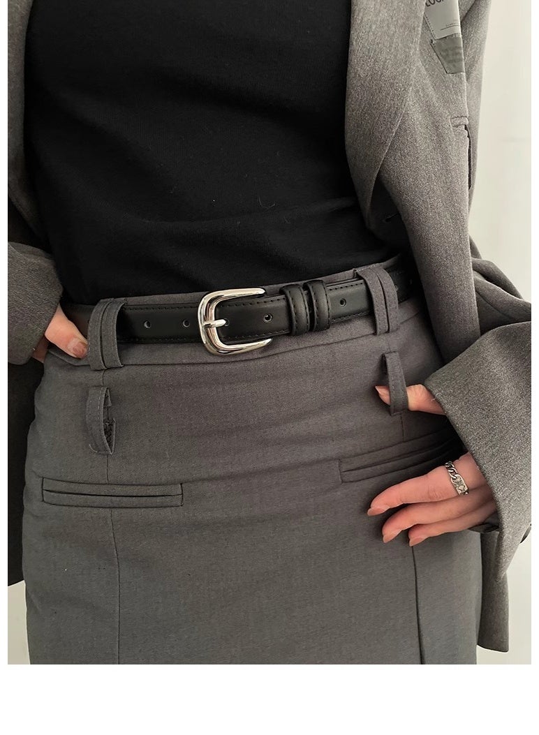 حزام نسائي رفيع من الجلد للإطلالة الكاجوال - Image 4