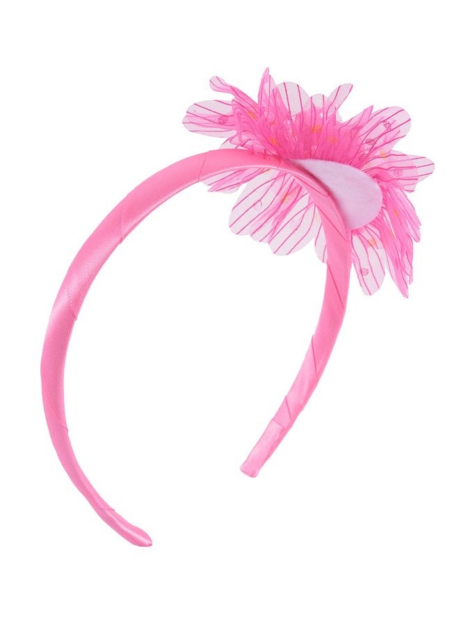 Yellow Bee Ruffle Flower Hairband with Pearl Detailing, 1 Piece, Fuchsia - Image 3