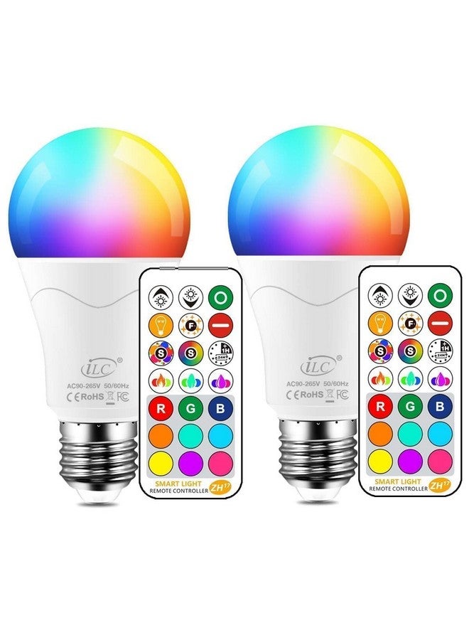 ILC LED Light Bulb 85W Equivalent, Color Changing Light Bulbs 2700K Warm White, Remote Control RGB 6 Modes, Timing, Sync, Dimmable E26 Screw Base (2 Pack) - Image 1