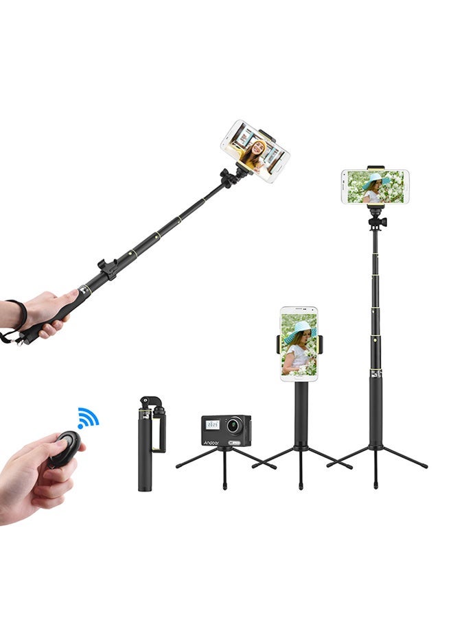 NIBEMINENT 6-Section Extendable Tripod Stand Kit Black  - Image 3