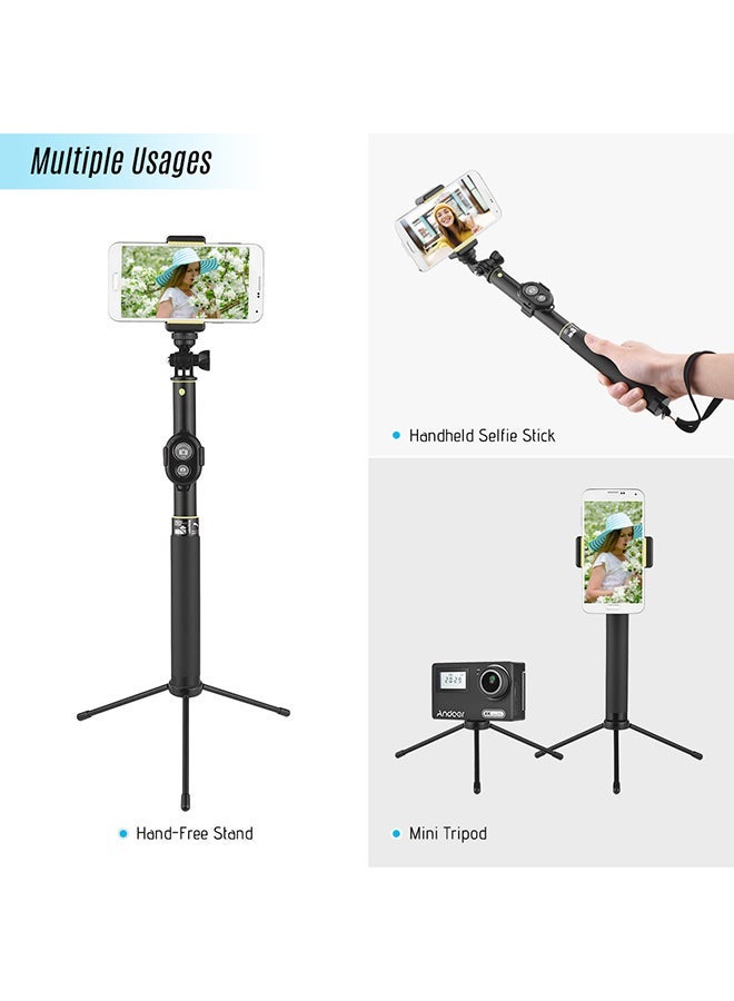 NIBEMINENT 6-Section Extendable Tripod Stand Kit Black  - Image 2